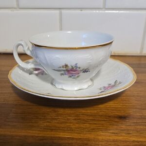 Elegant Floral Teacup and Saucer Set